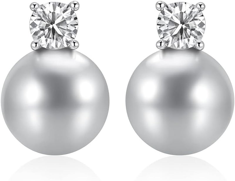 ZENCHEER Pearl Clip on Earrings for Women - 14K Gold Silver Plated Cubic Zirconia Non Pierced Ear Clips Jewelry Gifts for Wedding Bridal Party Gifts - Image 5